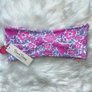 🆕 Beach Bunny Tula Swim Bandeau Top Size XL Floral Pink Purple